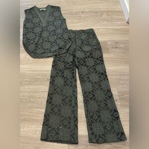 Embroidered Pant Set